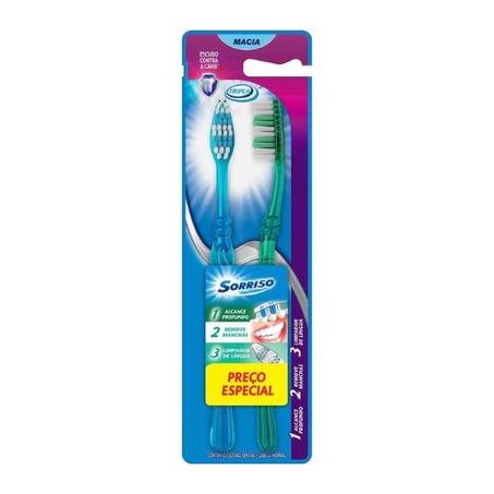 Escova Dental Sorriso Tripla Ação 2un 
 