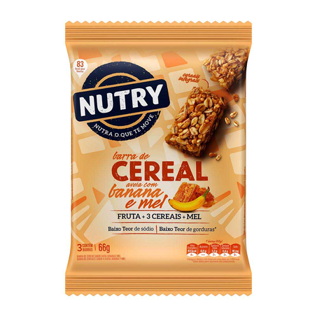 Barra de Cereal Nutry Aveia Banana e Mel Pacote com 3 unidades 22G
