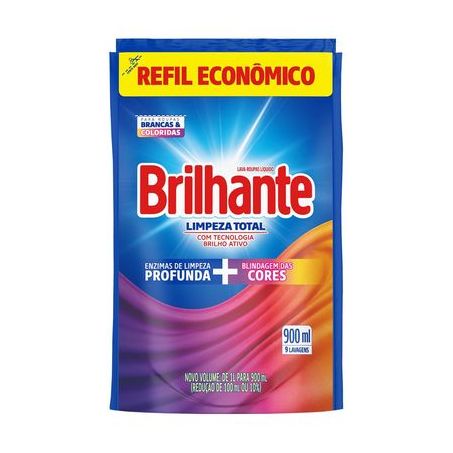 Lava-Roupas Líquido Brilhante Roupas Brancas & Coloridas Sachê 900ml - Refil