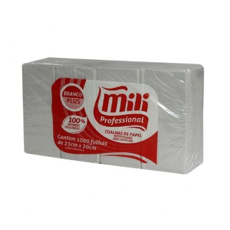 Toalha papel mili interfolha 23x20cm c/1000un