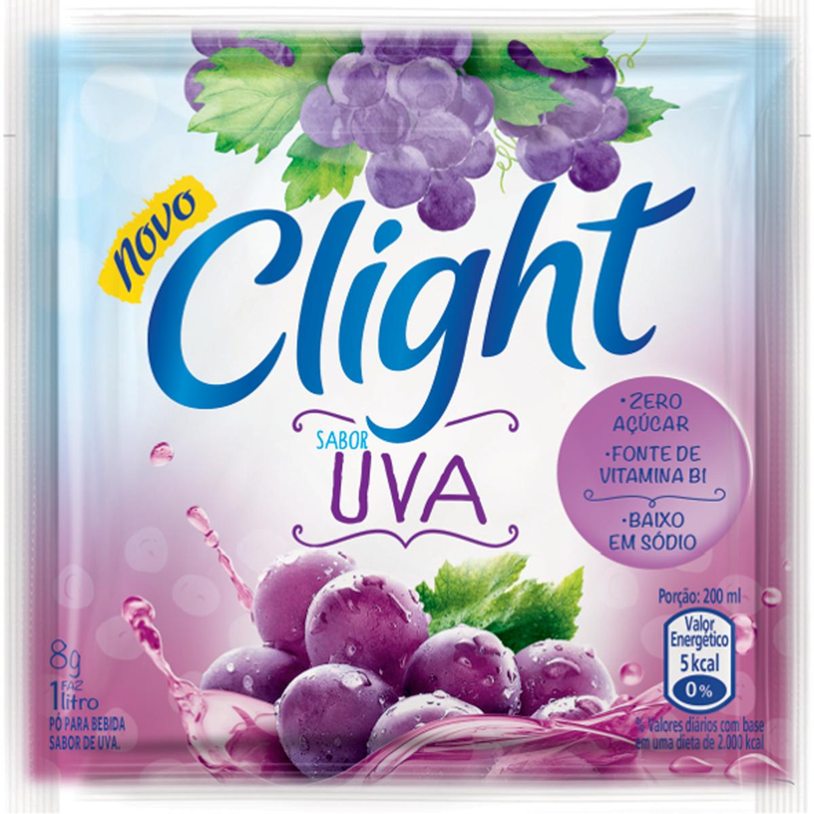 Refresco em Pó Clight 8g - Zero Açúcar - Uva
