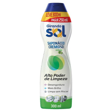 Saponáceo Girando Sol 300ml - Limão -  Leve 300ml, Pague 250ml