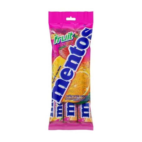 Bala Mentos Fruit com 3 Unidades Pacote 114g