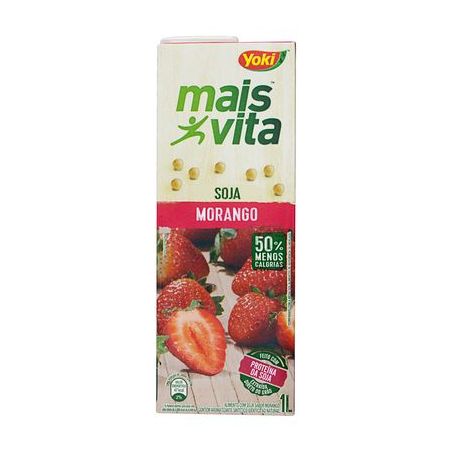 Bebidas de Soja Yoki Mais Vita Morango Caixa 1LT