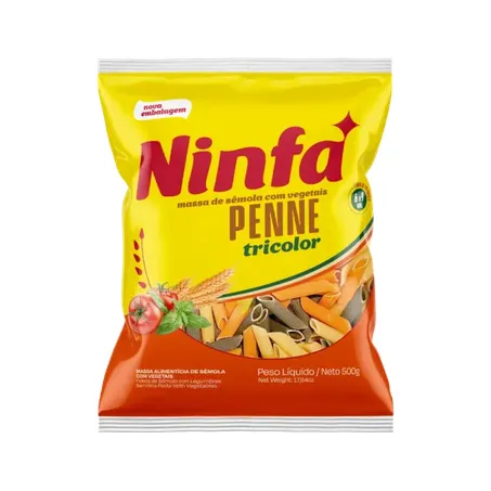 Macarrão Ninfa Sêmola Penne Tricolor Vegetais 500g 
 