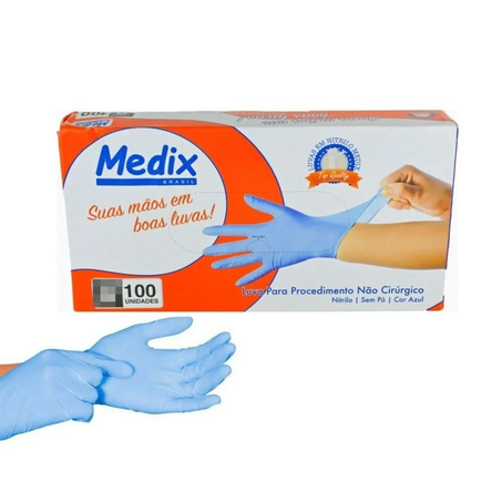 Luva descartavel nitrilo medix azul sem po g9 cx c/100un
