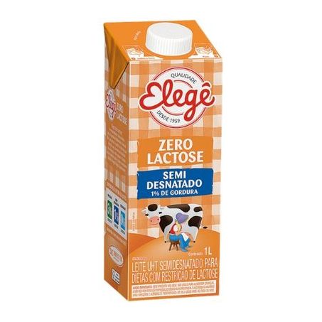 Leite longa vida Elegê zero lactose semidesnatado 1l