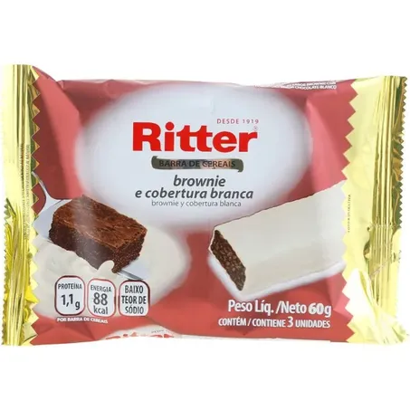 Barra cereal ritter brownie cobertura branca c/03 60g