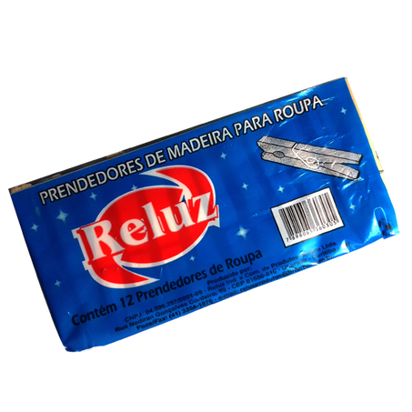 Grampo P/Roupa Reluz C/12 Madeira