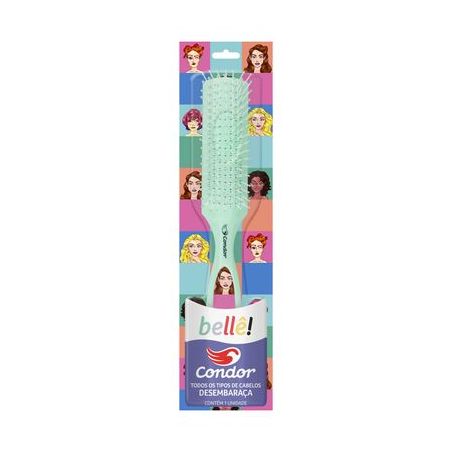 Escova Para Cabelo Plana Verde Condor Bellê! 1UN