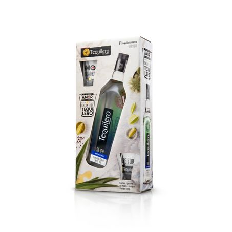 Kit Tequila Tequilero Prata  C/2 Copo 750ML