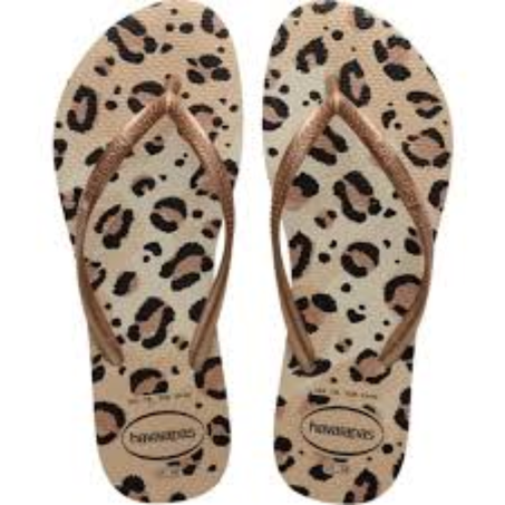 Sandalia havaianas slim animals bege palha cinza 39/40