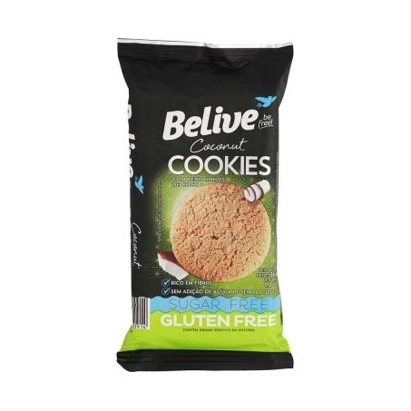 Cookies Belive Coco Zero Açúcar Sem Glúten Sem Lactose Embalagem 34G