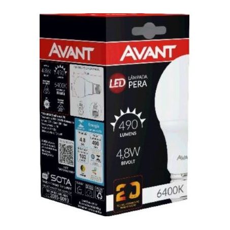 Lâmpada led pera branca avant 4.8w