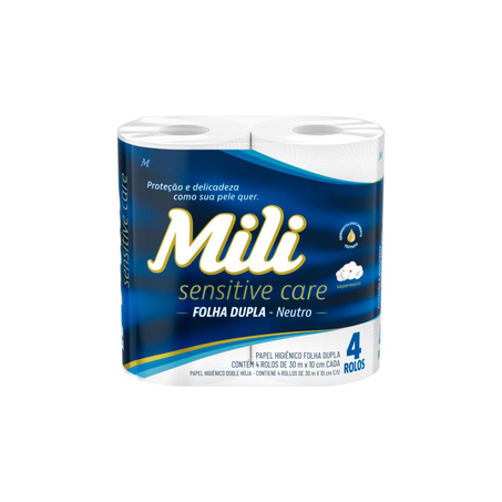 Papel Higiênico Mili Folha Dupla 30m com 4 Rolos