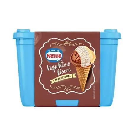 Sorvete Nestle 1.5l Tradicional Napolitano Flocos