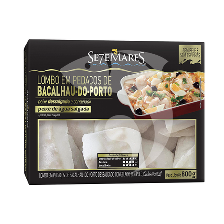 LOMBO BACALHAU SE7E MARES 800G PEDACOS
