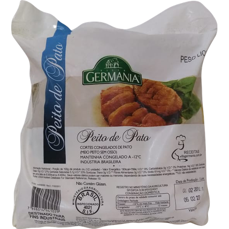 PEITO PATO GERMANIA 1KG CONGELADO SEM OSSO