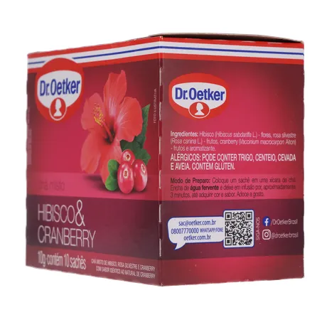 Chá Misto Dr Oetker Hibisco e Cranberry Caixa com 10un - 10gr 360-24