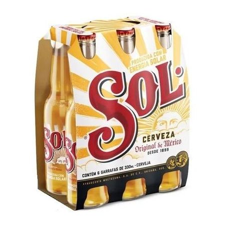 Cerveja sol premium 330ml pack c/ 6 unidades