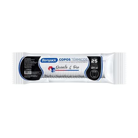 COPO DE ISOPOR TÉRMICO 120ML C/25UN BOMPACK