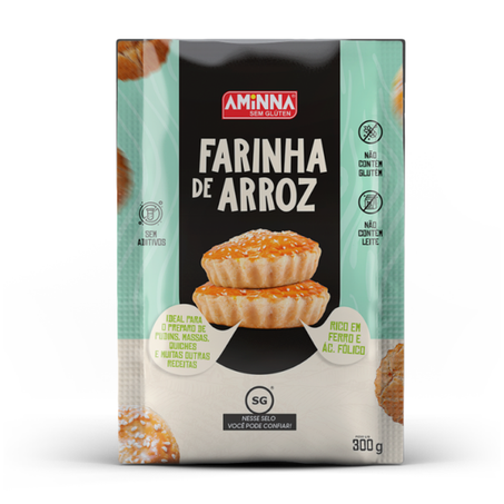 Aminna Farinha De Arroz 300G Sem Glúten