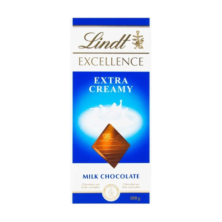 CHOCOLATE LINDT BARRA EXTRA CREA AO LEITE 100G