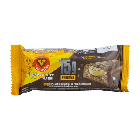 BARRA DE PROTEINA CAPPUCCINO CLASSIC 60G 3 CORAÇÕES
