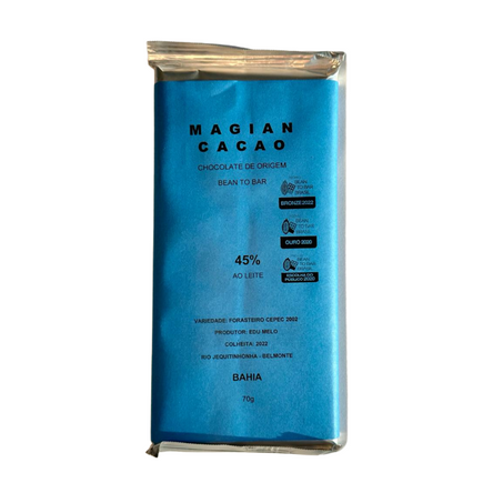 Chocolate magian cacau ao leite 45% cacau premiado 70g