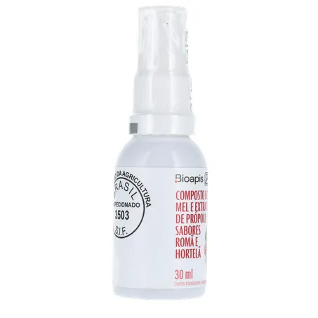 COMPOSTO DE MEL E EXTRATO DE PRÓPOLIS BIOAPIS ROMÃ E HORTELÃ SPRAY 30ML 360-28