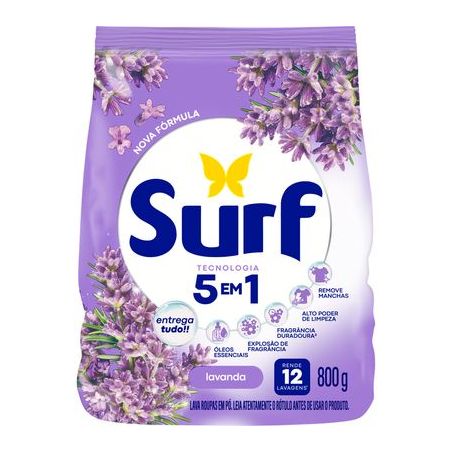Lava-roupas Pó Lavanda Surf Pacote 800G