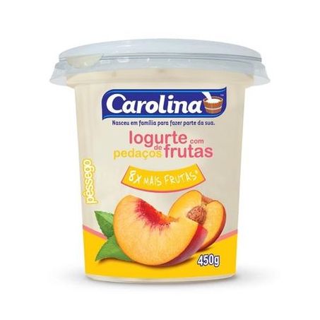Iogurte carolina com pedaços de frutas sabor pêssego 450g