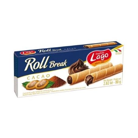 Biscoito waffer roll chocolate lago 80g