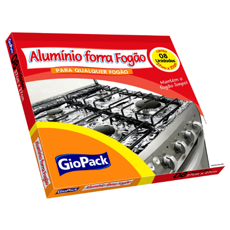 ALUMÍNIO PARA FORRAR FOGÃO GIOPACK 27CM X 27CM C/8