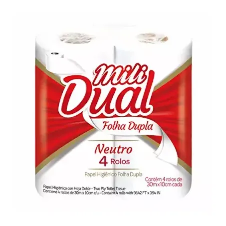 Papel higienico mili folha dupla dual perfumado 30m 4 rolos