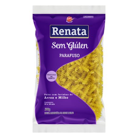 MACARRÃO DE MILHO E ARROZ PARAFUSO SEM GLÚTEN RENATA