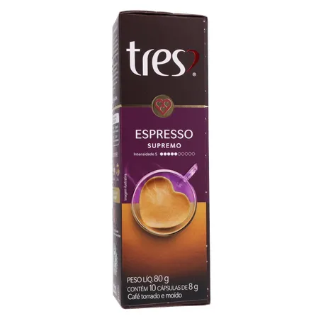 CAFÉ CÁPSULAS TRES ESPRESSO SUPREMO C/10 UN 360-35