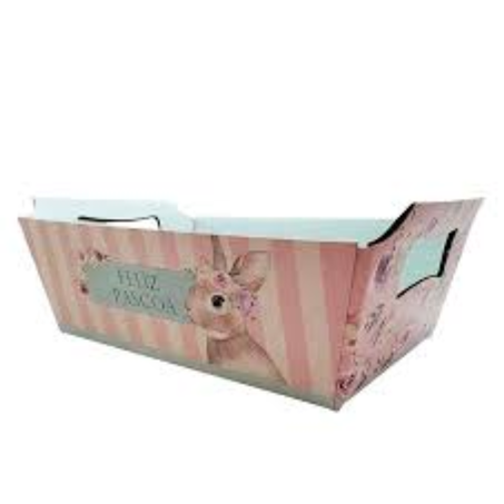 Embalagem papel cesta pascoa 20,5x20,5x7 tradicional