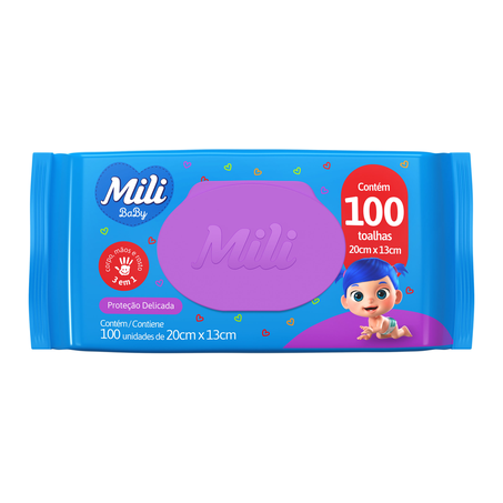 Toalha Umedecida Mili Baby Com 100 Unidades