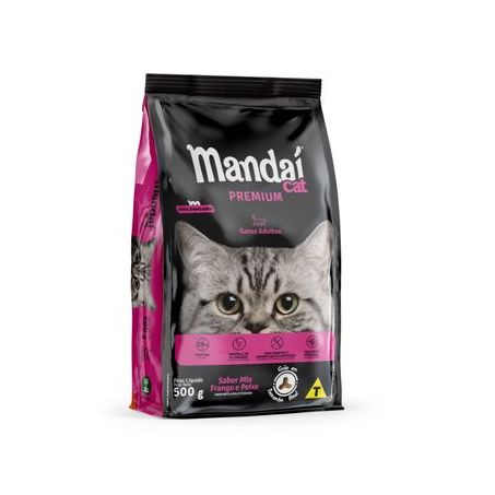 Racao para gato mandai mix frango e peixe 500g