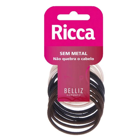 Elástico para Cabelo Ricca sem Metal com 10 Unidades 3Mm