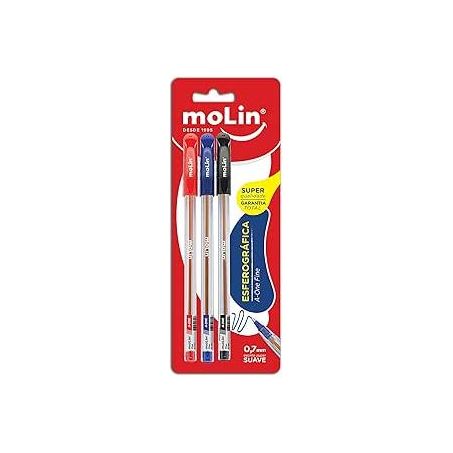 Caneta Molin Esferografica 3un Ponta Media APV