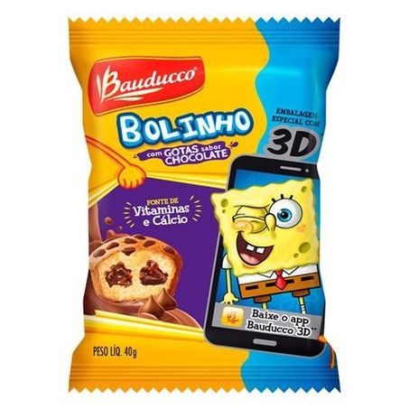 Bolinho baunilha recheio gotas de chocolate bauducco
