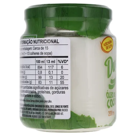 ÓLEO DE COCO DUCOCO EXTRA VIRGEM VIDRO 200ML 360-28