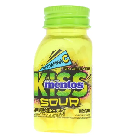 Pastilha Mentos Kiss Suor Limão Ácido Frasco com 55un - 38.5gr 360-2