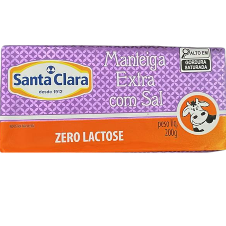 Manteiga tablete santa clara c/sal zero lactose 200g