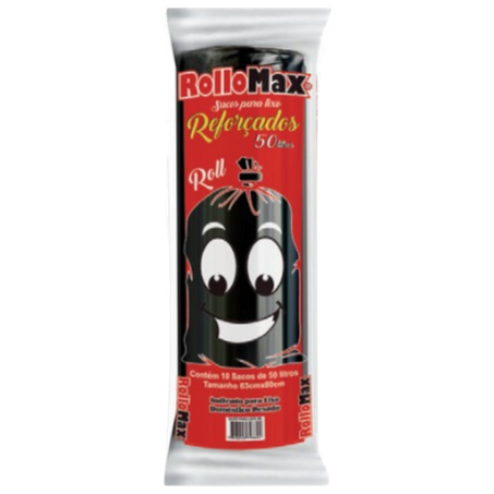 Saco Para Lixo Rollomax Rolo 50l 10un 
 