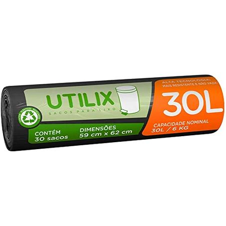 Saco lixo utilix preto 30lt