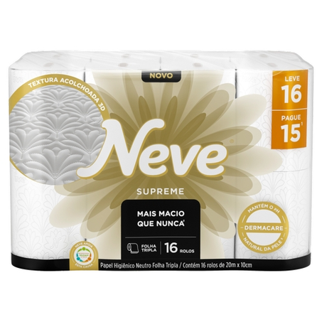 Papel Higiênico Neve Supreme Folha Tripla 20m Leve 16 Pague 15