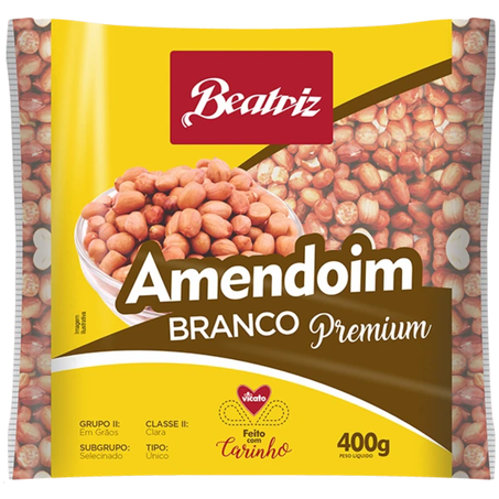 Amendoim premium beatriz 400g cru branco